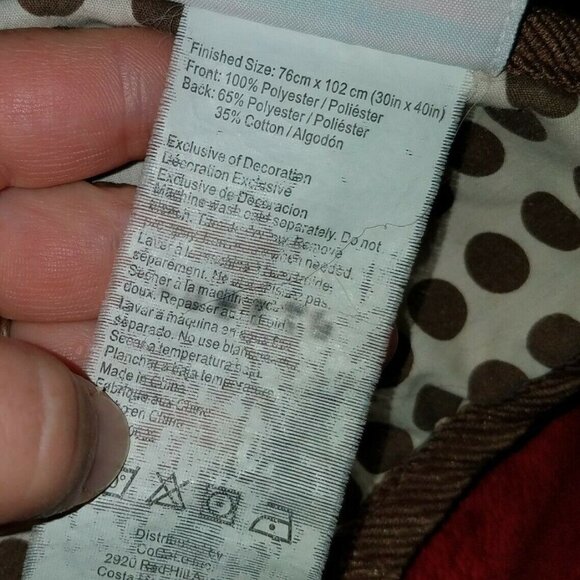 Cocalo Airplane Red Baby Blanket Lovey 30" x 40" Brown Tan Polka Dots Clouds - Picture 6 of 6